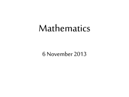 Mathematics for parents Wednesday 6 November 2013