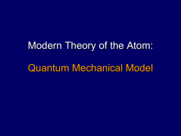 Modern Theory of the Atom: Quantum Mechanical Model