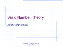 Lecture 9: Basic Number Theory