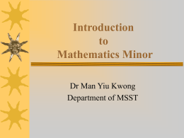 Introduction of Mathematics Minor