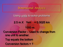 Dimensional Analysis - Day 1 Introduction to Chemistry and