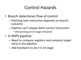 Control Hazards - SNS Courseware