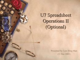 U7 Spreadsheet Operations II