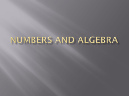 Numbers and Algebra