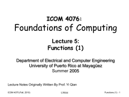 Lecture 5 - Electrical and Computer Engineering Department
