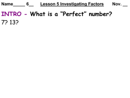 Name_____ 6__ Lesson 5 Investigating Factors Nov