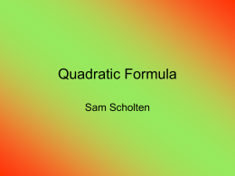 Quadratic Formula - chss