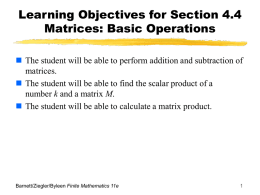 4.4 Matrices: Basic Operations