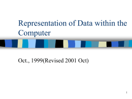 Representation of Data within the Computer - HPCCSS