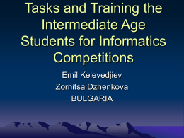 Tasks and training intermediate age students for informatics