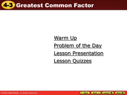 4.3 Greatest Common Factor