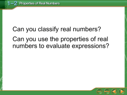1.2 Properties of Real Numbers Notes ppt