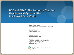 DDC and BISAC: The Authority File, the Mappings and Opportunities