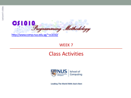 Week 7 Class activities