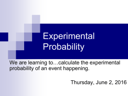 Mod 3 - Experimental Probability