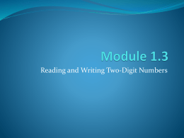 1.3 Reading and Writing Two Digit Numbers