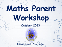 Maths Parent Workshop - Stakesby Community Primary School