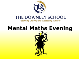 Mental Maths Evening for Parents
