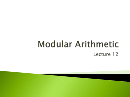 Modular Arithmetic - UTEP Math Department