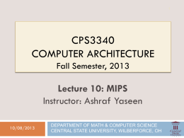 Lect10-MIPS - Computer Science