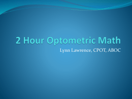 2012 Optometric Math Lecture