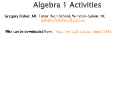 Algebra 1 Activities Power Point Presentation (NCTM and