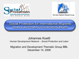 Migration and Portable Social Security Benefits