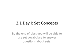 2.1 Day I: Set Concepts