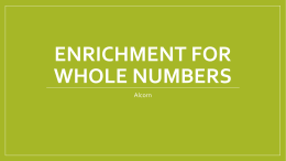 Enrichment Whole Numbers