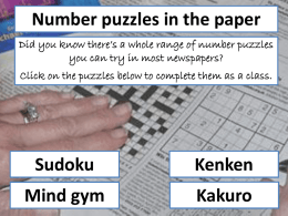 "Number puzzles in newspapers"