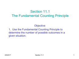 Section 11.1 The Fundamental Counting Principle