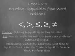 Writing Inequalities from Word Problems