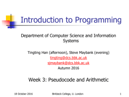 Lecture slides for week 3 - Department of Computer Science and