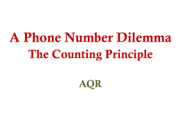 A Phone Number Dilemma The Counting Principle