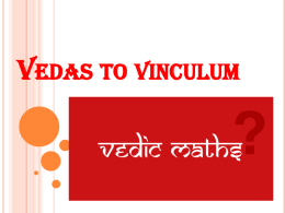 Training Module 2016 Vedas to vinculum