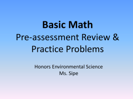 APES Unit 1: Basic Math Review