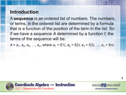Sequences as Functions - Social Circle City Schools