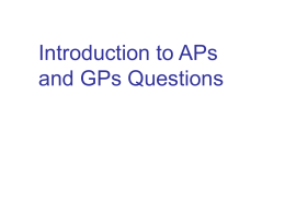 Lesson One Introduction to APs and GPs File