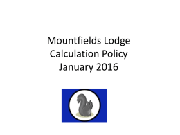 Calculation Policy - Mountfields Lodge School