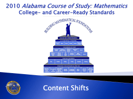 Alabama Course of Study: Mathematics Building Mathematical