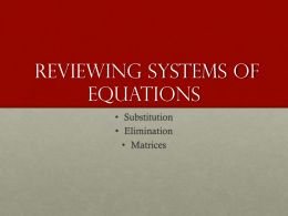 Systems of Equation