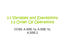 1-1 Variables and Expressions, 1