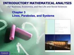 Chapter 3 Lines, Parabolas, and Systems
