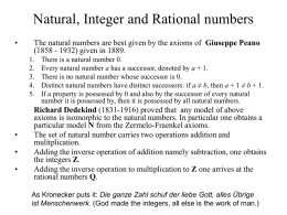 Natural, Integer and Rational numbers