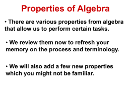 Ac2.2aProperties of Algebra