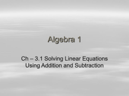 Alg 1 - Ch 3.1 Solving Linear Eq w