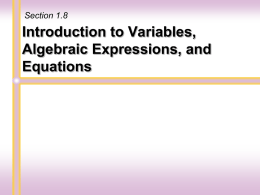 Chapter 1: Whole Numbers & Introduction to Algebra