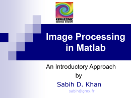 Introduction to Image Processing in Matlab