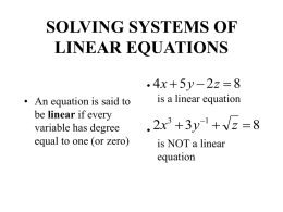 SOLVING SYSTEMS OF LINEAR EQUATIONS