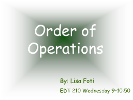 Order of Operations - Woodland Hills School District